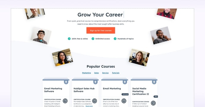 Hubspot educational content and acedmy